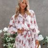 Clothing * | Fate-001 Of The Essence Floral Chiffon Button Down Dress Final Sale Dresses