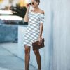 Clothing * | Endl-001 Dresses Casual Magic Off The Shoulder Striped Dress