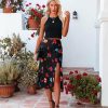 Clothing * | Suga-001 Skirts Mariella Floral Slit Midi Skirt Final Sale