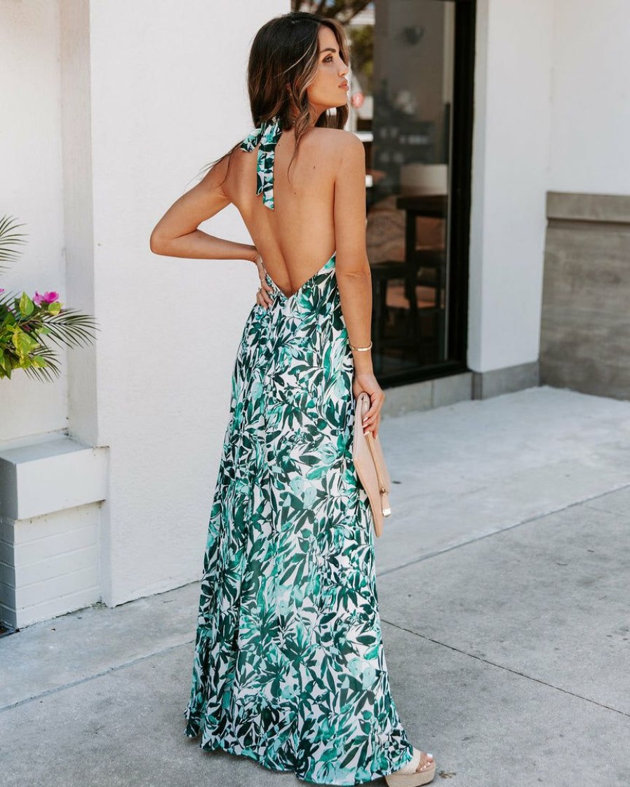 Clothing * | Oliv-001 The Vacation Shop Lewyn Floral Halter Maxi Dress Final Sale