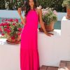 Clothing * | Tych-001 Sweet Talk Halter Maxi Dress Hot Pink Final Sale