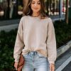 Clothing * | Vint-001 Through The Wild Shoulder Cutout Sweatshirt Beige