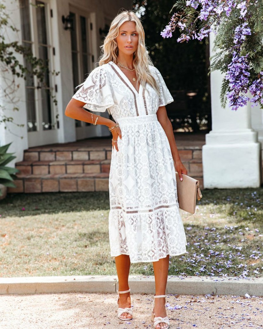 Clothing * | Salt-001 Special Event Away With The Breeze Lace Midi Dress Final Sale