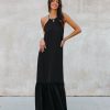 Clothing * | Tych-001 Sweet Talk Halter Maxi Dress Black Final Sale