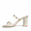 Shoes * | Free-002 Sweet Summertime Raye Block Heeled Sandal White Gold Final Sale