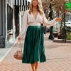 Clothing * | Suga-001 Cailey Pleated Midi Skirt Green Final Sale Skirts