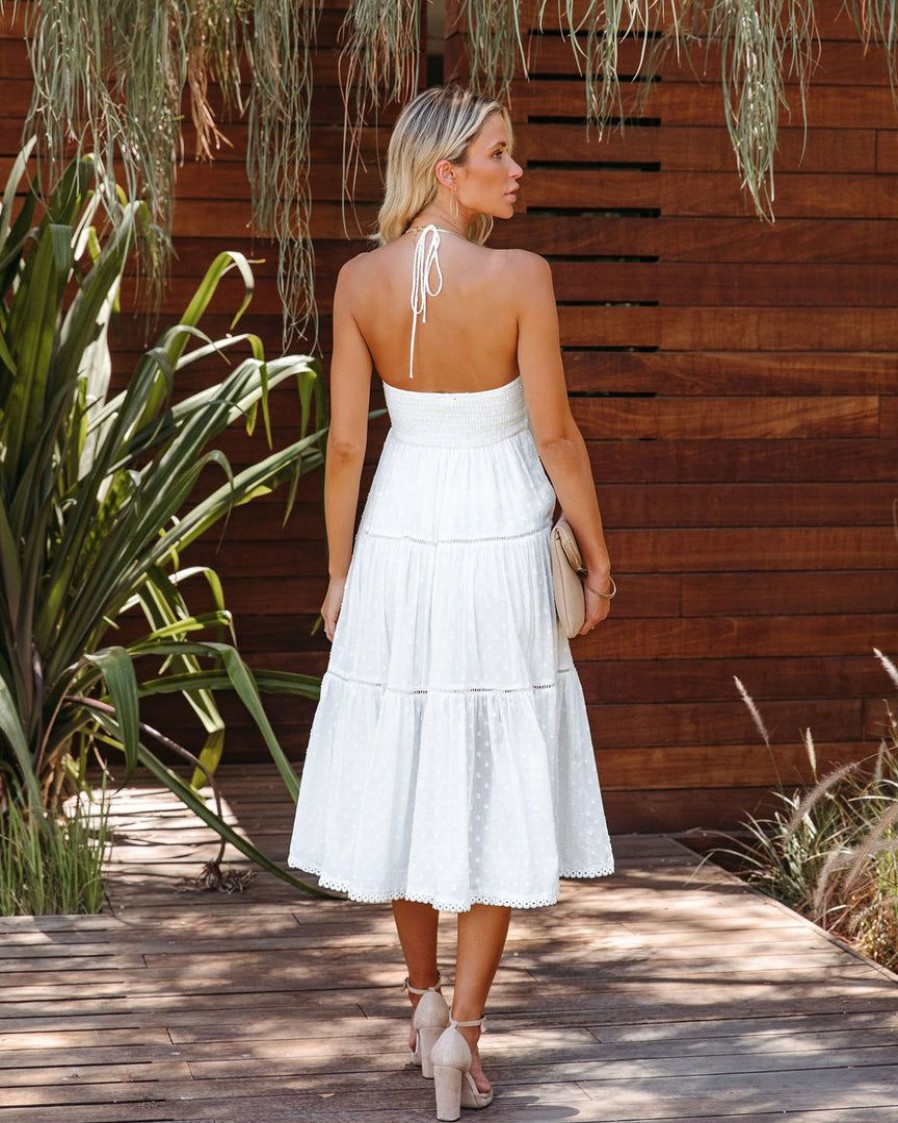 Clothing * | Mabl-001 Bride To Be Federica Cotton Tiered Midi Dress White Final Sale