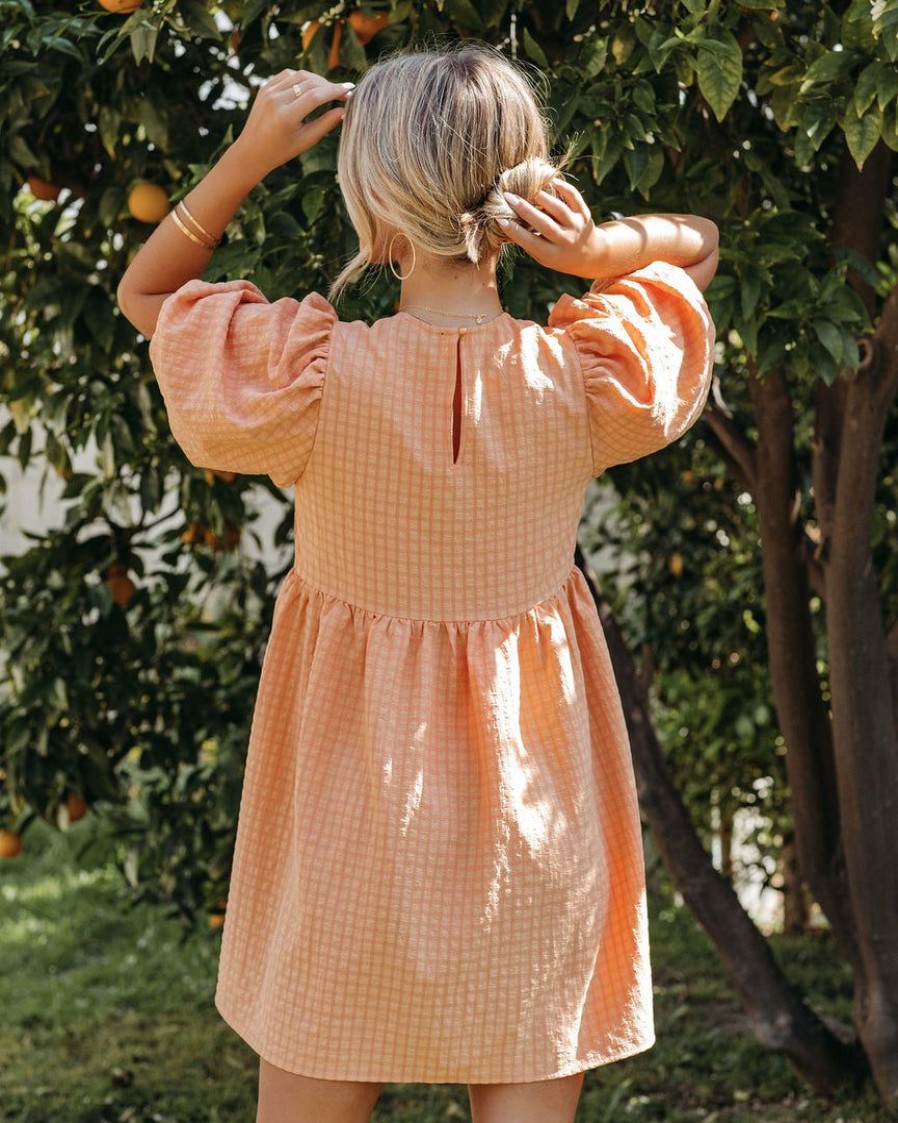 Clothing * | Mabl-001 Marketa Puff Sleeve Babydoll Dress Orange Final Sale Dresses