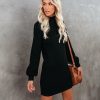 Clothing * | Lumi-001 Dresses Anastasia Mock Neck Knit Sweater Dress Black