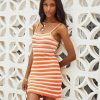 Clothing * | Fate-001 Lava Cotton Striped Mini Dress Orange