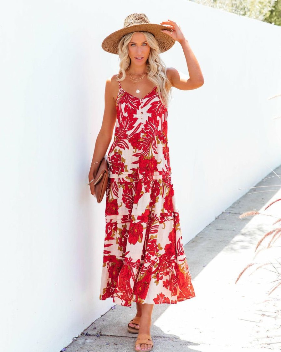 Clothing * | Band-001 Flores De Bella Tiered Midi Dress Final Sale The Vacation Shop