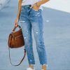 Clothing * | Kanc-001 Michelle High Rise Slim Straight Denim Medium Wash Flash Sale The Denim Shop