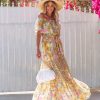 Clothing * | Salt-001 Dresses You Glow Girl Floral Off The Shoulder Maxi Dress Yellow