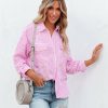 Clothing * | Entr-001 Embrace The Sun Striped Button Down Top Pink Final Sale Tops