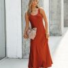 Clothing * | Olia-001 Night To Remember Satin Maxi Dress Rust Final Sale Vici Exclusives