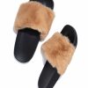 Shoes * | Fort-001 Shoes Calvin Faux Fur Slide Sandal Natural