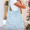 Bags * | Urba-001 Accessories Summer Abroad Woven Tote Blue Final Sale