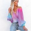 Clothing * | Salt-001 Kylah Ombre Drape Bodysuit Purple Multi Final Sale Date Night Out