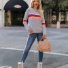 Clothing * | Thml-001 Hansen Cotton Striped Sweater Heather Grey Final Sale Sweaters