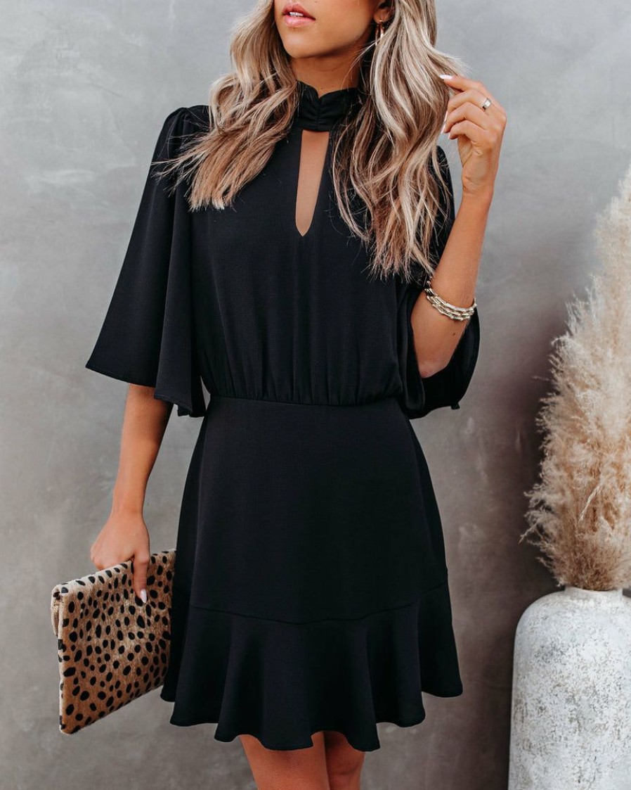 Clothing * | Tych-001 Dresses Fashion Forward Keyhole Dress Black