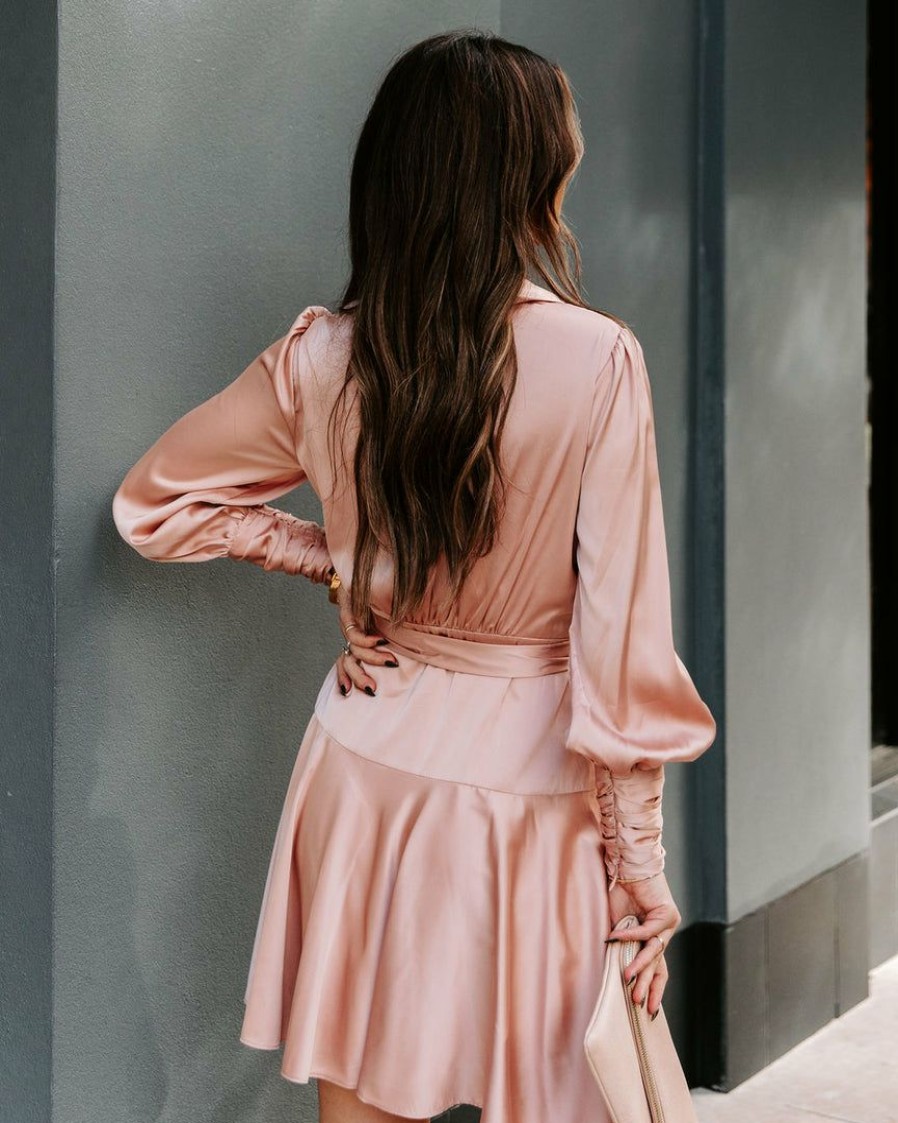 Clothing * | Fate-001 Meet And Greet Satin Drape Dress Blush Dresses