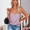 Clothing * | First Love Florence Satin Lace Cami Tank Lavender