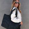 Bags * | Urba-001 Accessories Avery Quilted Nylon Tote Black