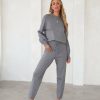 Clothing * | Mod -001 Genevieve Knit High Waisted Pants Heather Grey