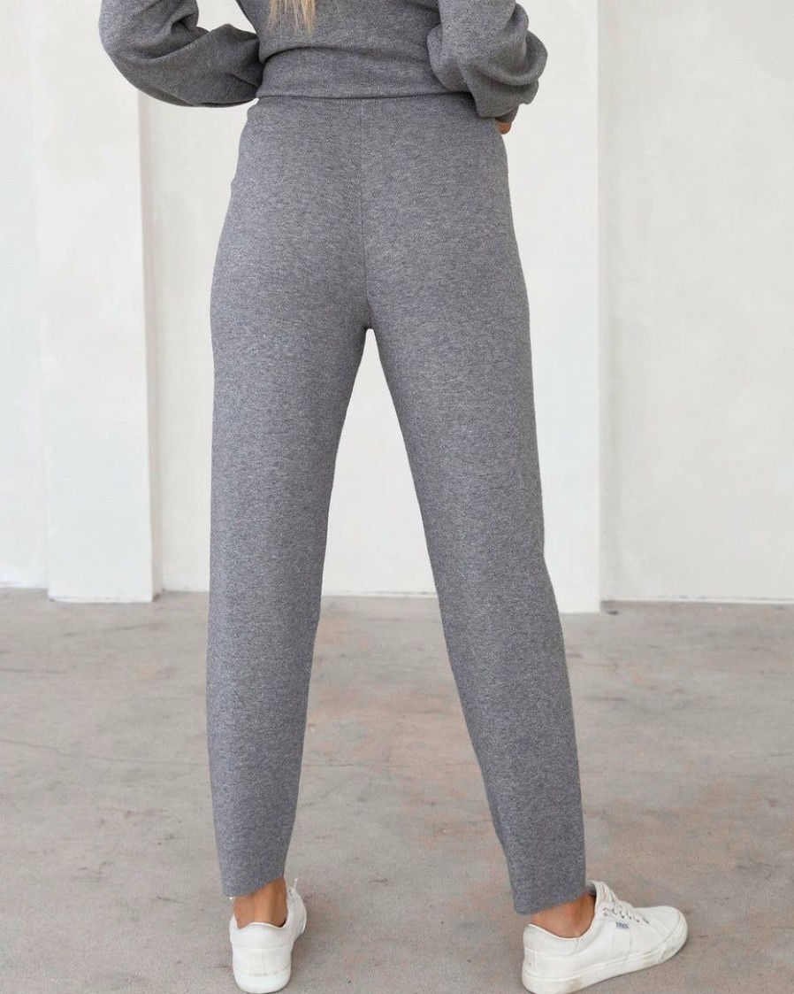 Clothing * | Mod -001 Genevieve Knit High Waisted Pants Heather Grey