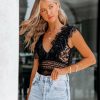 Clothing * | Skyl-002 The Vacation Shop Vinana Lace Bodysuit Black