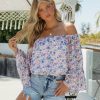 Clothing * | Lush-001 Date Night Out Bright Fields Off The Shoulder Floral Bodysuit Final Sale