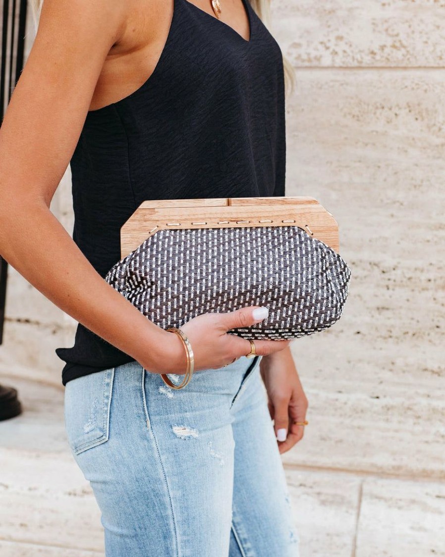 Bags * | Urba-001 Take Me To Miami Moby Woven Crossbody Clutch Black Final Sale