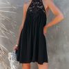 Clothing * | Skyl-002 Special Event Keats Crochet Halter Mini Dress Black Final Sale