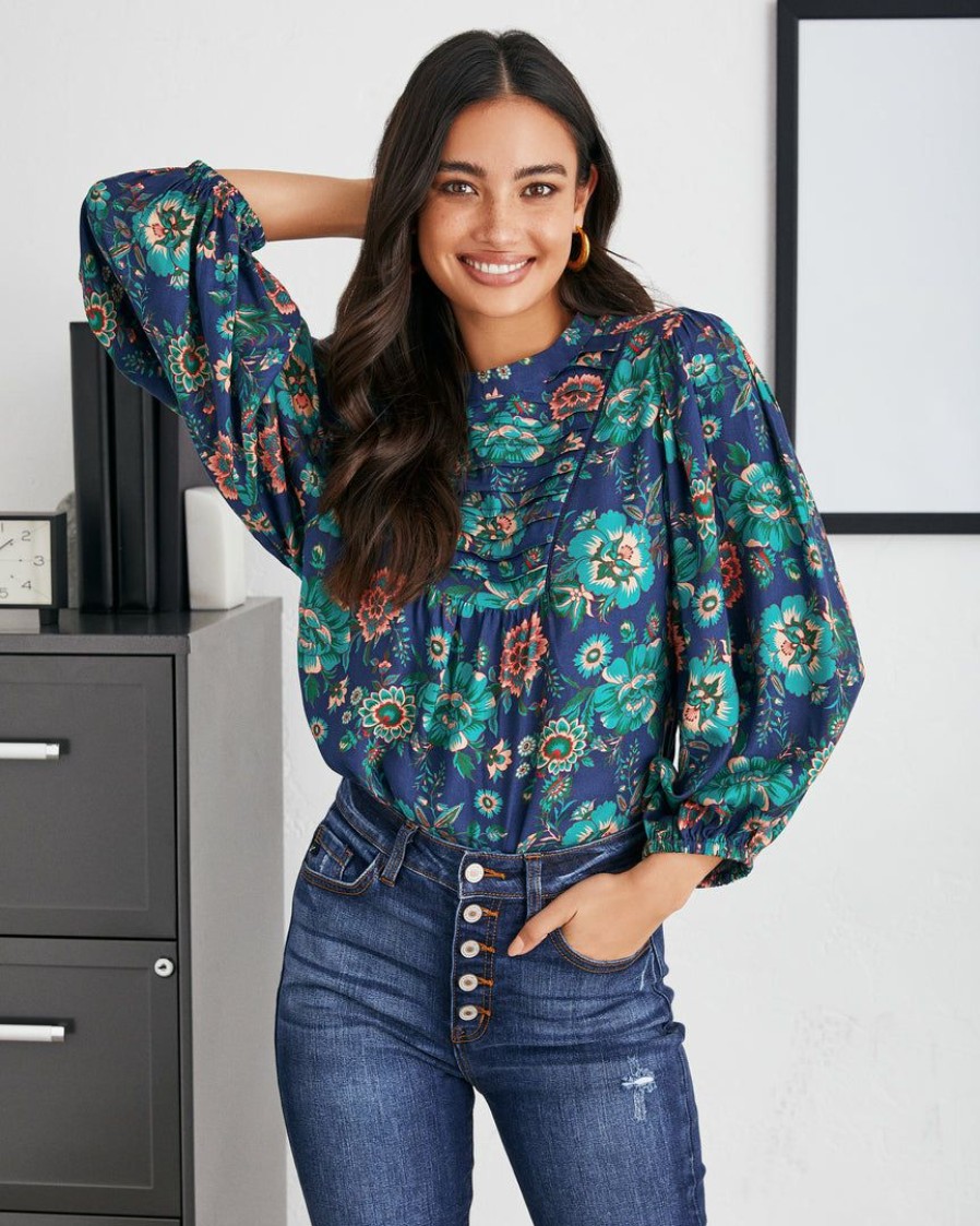 Clothing * | Coll-001 Auden Floral Pintuck Blouse Final Sale Vici Exclusives