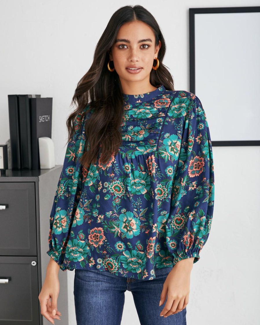 Clothing * | Coll-001 Auden Floral Pintuck Blouse Final Sale Vici Exclusives