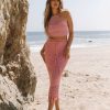 Clothing * | Fore-001 The Vacation Shop Passionate Crochet Midi Skirt Pink Final Sale