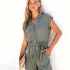 Clothing * | Thre-001 Oringo Pocketed Utility Romper Olive Sunny Daze