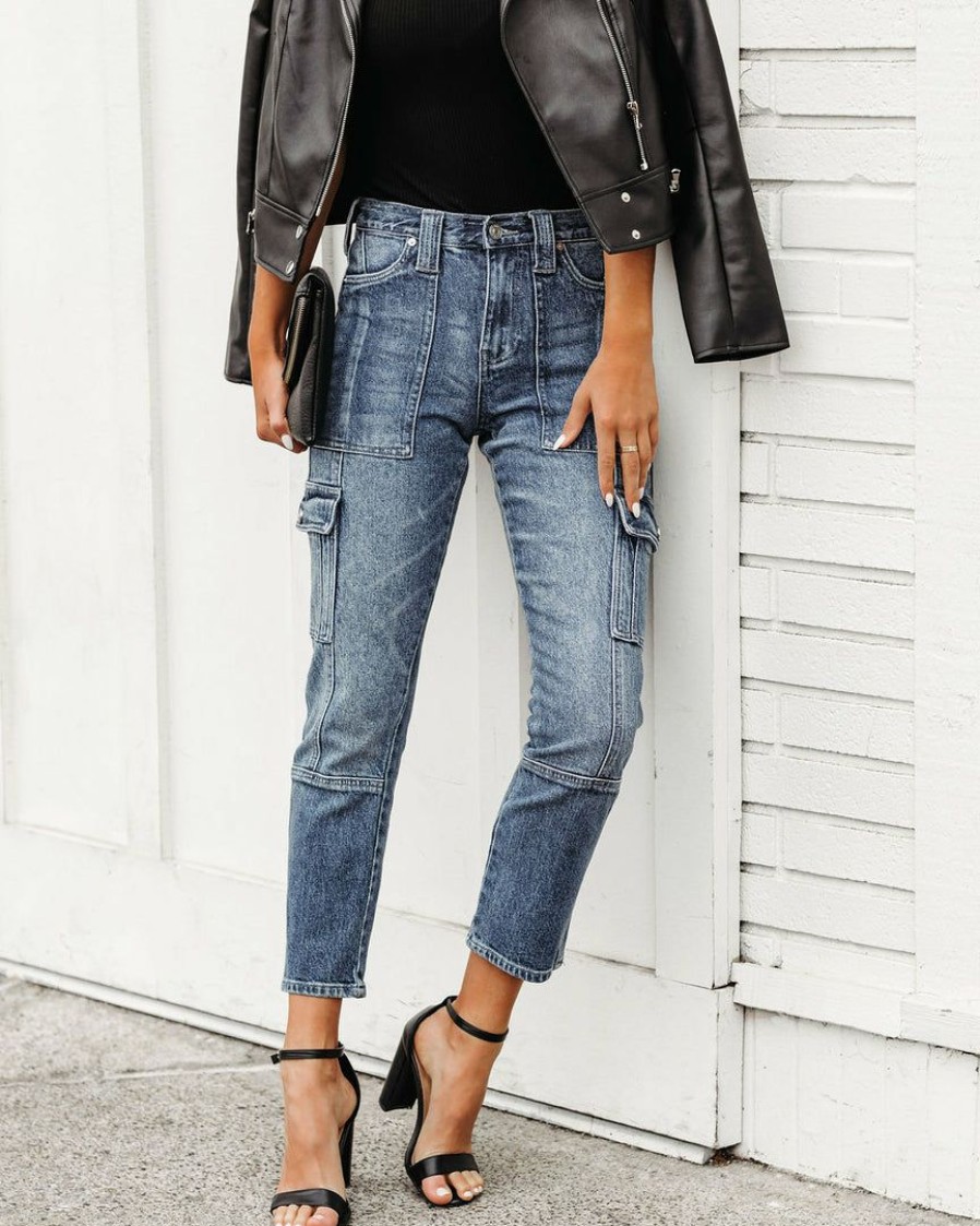 Clothing * | Kanc-001 Take Me To Miami Pippa High Rise Slim Straight Cargo Denim Flash Sale