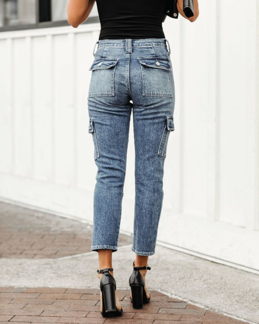 Clothing * | Kanc-001 Take Me To Miami Pippa High Rise Slim Straight Cargo Denim Flash Sale