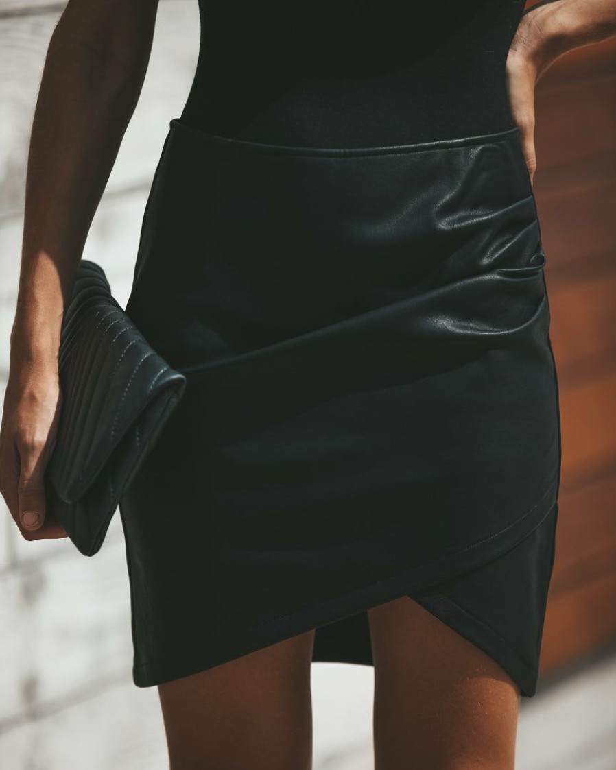 Clothing * | Oliv-001 Rock + Roll Faux Leather Skirt Date Night Out