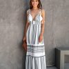 Clothing * | Enc-001 Evaluna Striped Tassel Tie Maxi Dress