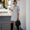 Clothing * | Newb-001 Dresses Smoky Mountain Sweater Dress Grey Final Sale