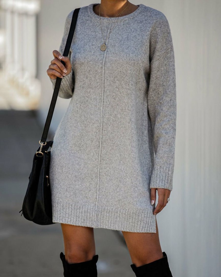 Clothing * | Newb-001 Dresses Smoky Mountain Sweater Dress Grey Final Sale