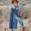 Clothing * | Pol-001 Sweaters Your Own World Knit Duster Cardigan Blue Final Sale