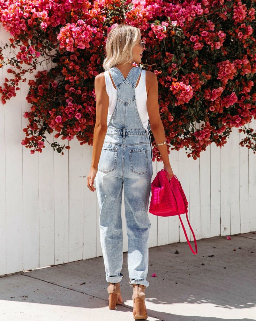 Clothing * | Tea-002 Sean Pocketed Distressed Denim Overalls