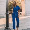 Clothing * | Skie-001 Take Me To Miami Dumbo Cotton Pocketed Denim Jumpsuit Blue Final Sale