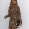 Clothing * | Fate-001 Vici Exclusives Pure Twist Front Tiger Print Shirt Dress Final Sale