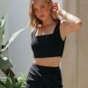 Clothing * | Tych-001 Tammy Ribbed Square Neck Crop Top Black Final Sale