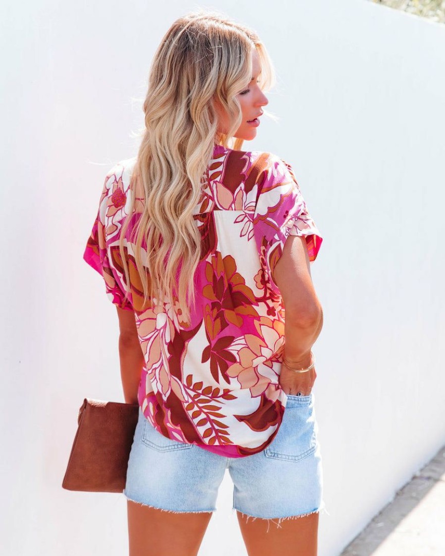 Clothing * | Oliv-001 Peony Grace Short Sleeve Top Final Sale Take Me To Miami