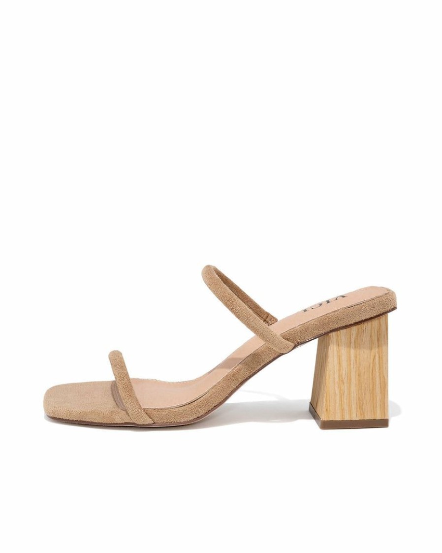 Shoes * | Free-002 Tori Square Toe Heeled Sandal Light Taupe Shoes